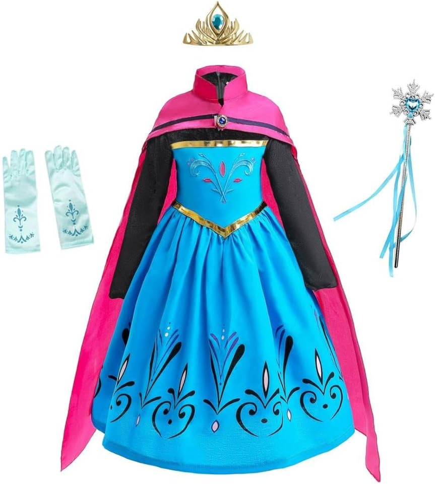 Lito Angels Princess Coronation Costume Dress Up with Cape for Kids Girls, Birthday Fancy Party Outfit, Age 12 Months-13 Years