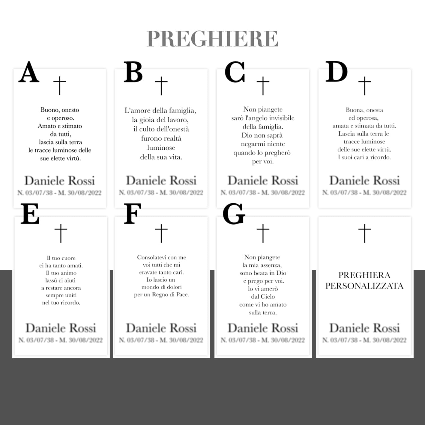 Set 27 Ricordini Funebri Personalizzati - Plastificati Con Foto E Preghiera, Formato 6x9 Cm - Foto 9