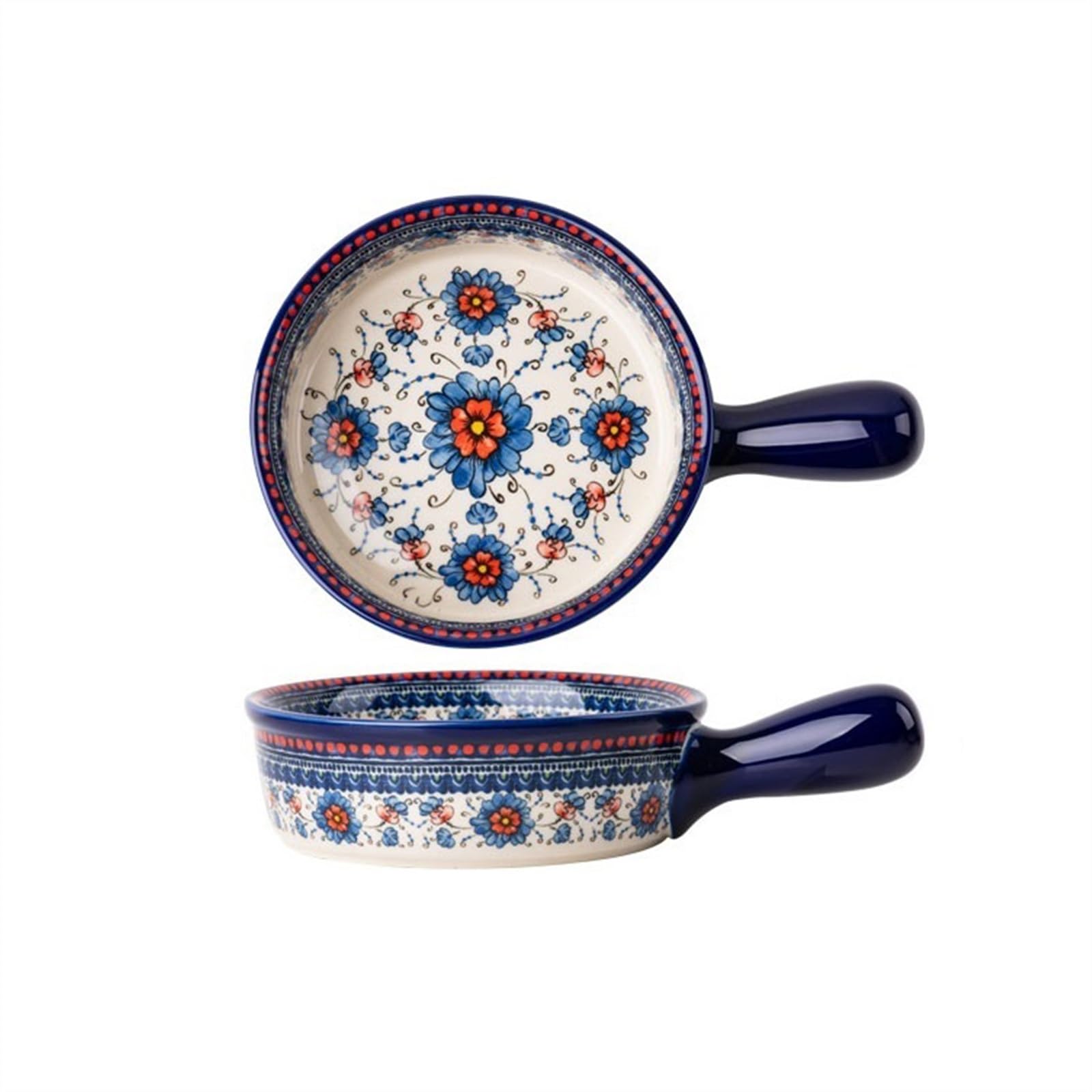 Zastawa stołowa,Pieczenie Naczynia do pieczenia na zapiekanki Vintage ceramiczne naczynie do zapiekania Uchwyt do użytku domowego Miska Zastawa stołowa Kreatywna Miska z podwójnym uchem Miska na zupę