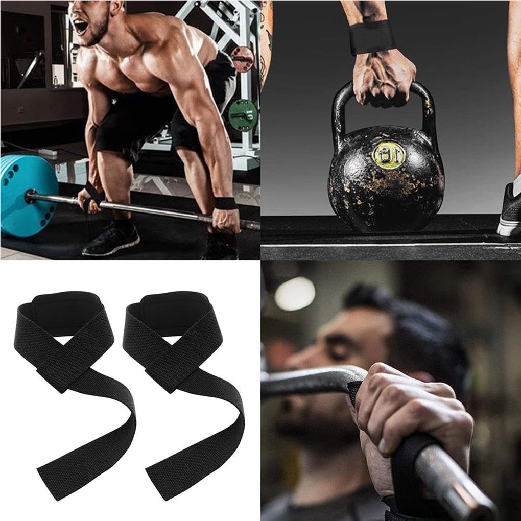 2 pezzi cinghie di sollevamento pesi accessori adulti grip bande di supporto universale fitness cinghia da mano accessorio protettivo nero