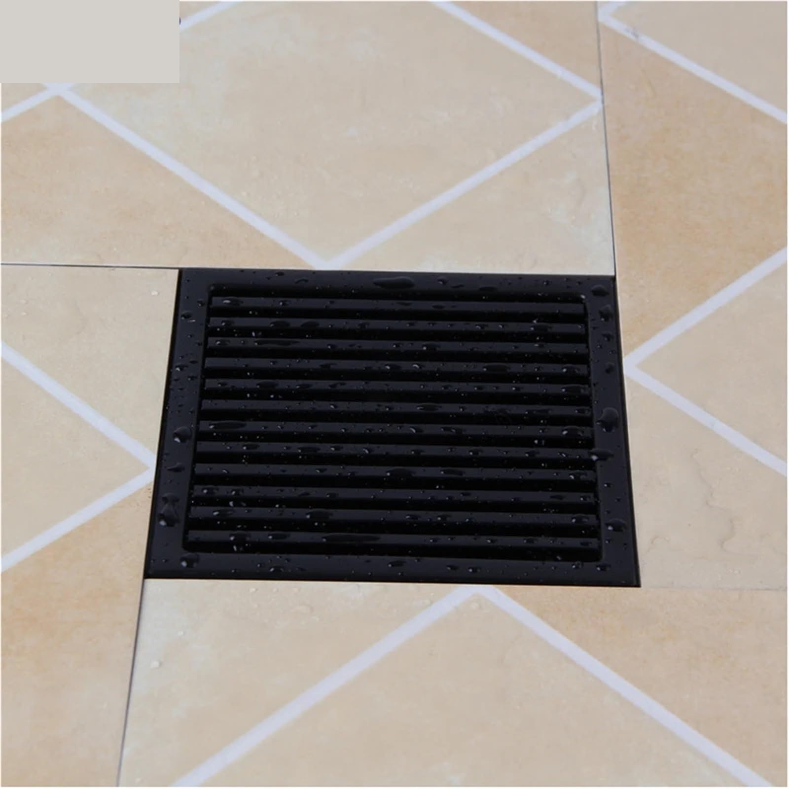Desague Ducha Rejillas cuadradas de residuos inserción azulejo Piso baño Drenaje Ducha Acero Inoxidable Negro 110-300MM