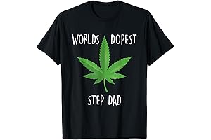 Unique Stepfather Gift: 'World's Dopest Step Dad' Marijuana Leaf T-Shirt