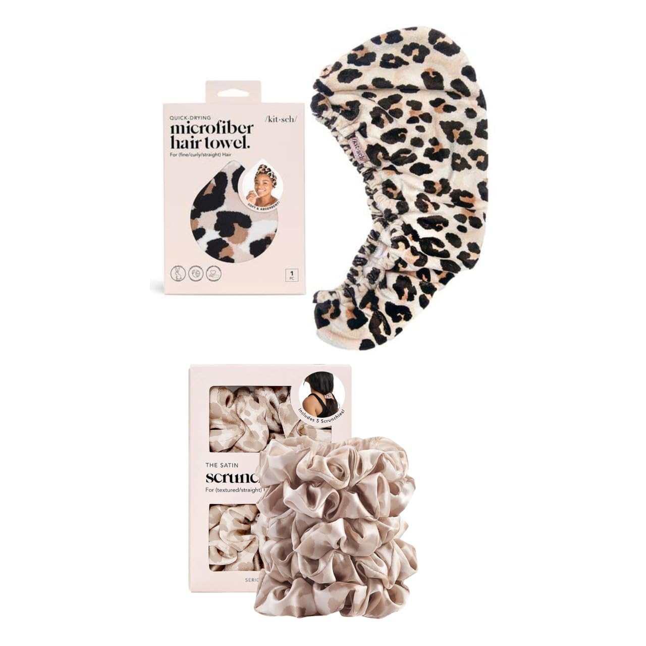 Amazon.com : Kitsch Microfiber Hair Towel Wrap & Satin Hair