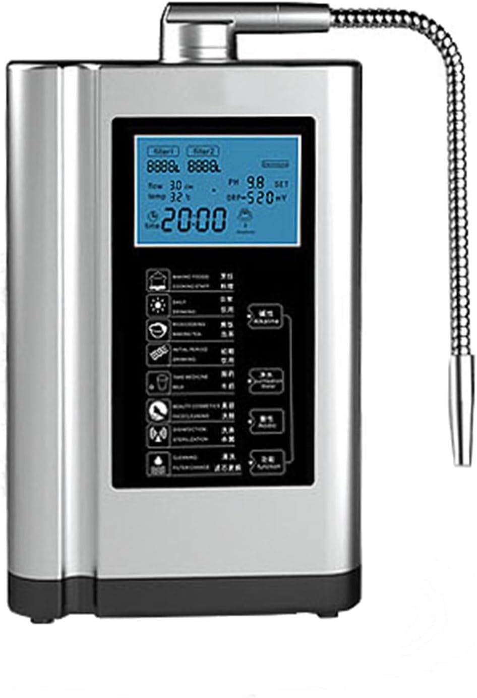 Smart Alkaline Water Ionizer, 7 Water Settings, Ph3.5-10.5 Home Water Filtration System, Up to -600mv Orp, 8000l per Filter, with Smart Voice,White-220V