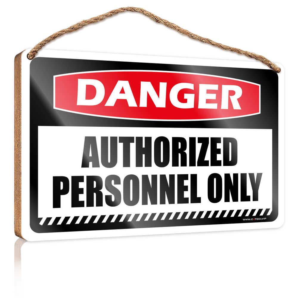 HMQW Funny Bathroom Door Signs Danger Authorized Personnel Only Wooden Sign Door Decor Funny Kitchen Decor(23X35CM)