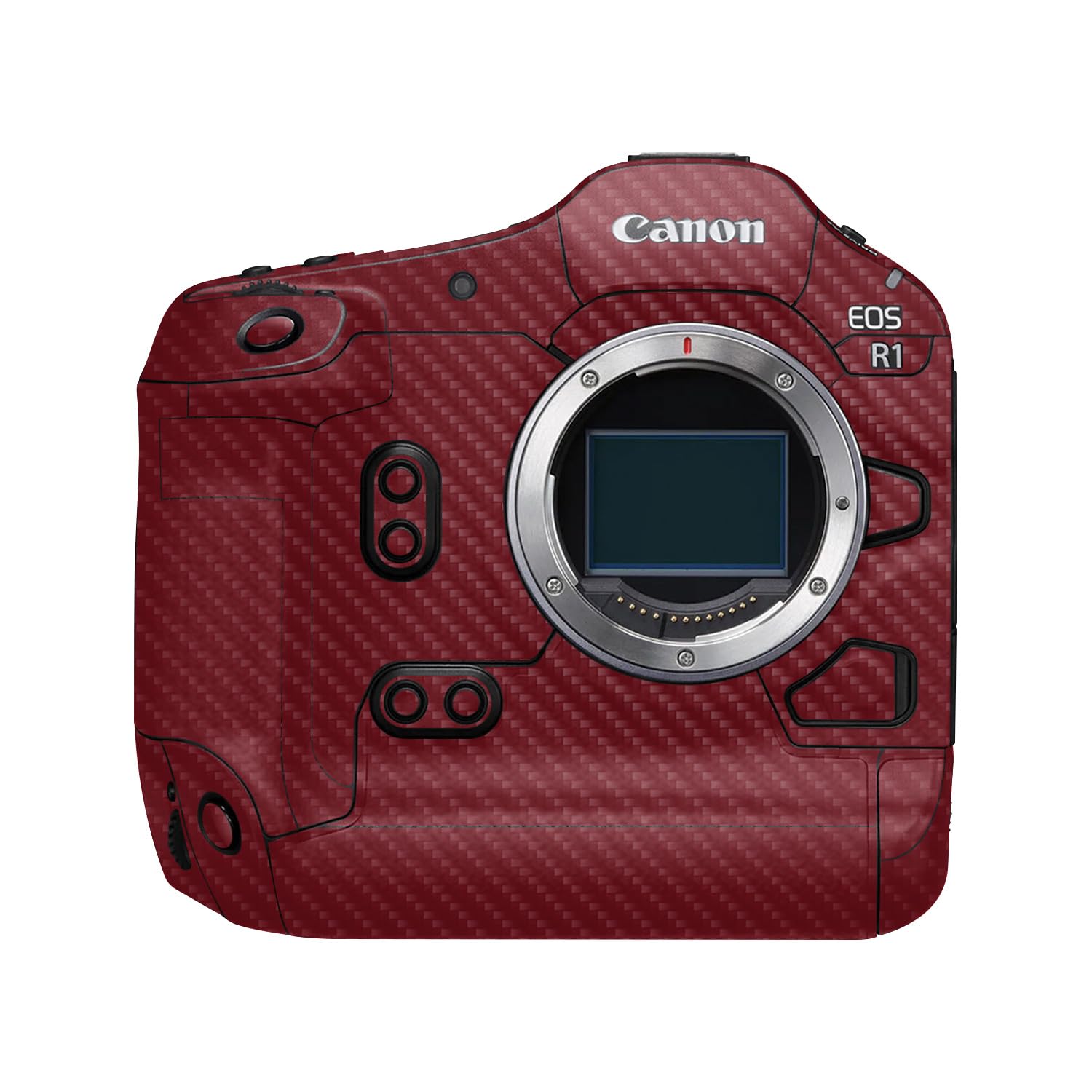 Carbon Fiber Camera Skin Compatible with Canon EOS R1 (2024) - Solid Burgundy - Premium 3M Vinyl Protective Wrap Decal Cover - Easy to Apply | Crafted in the USA by MightySkins