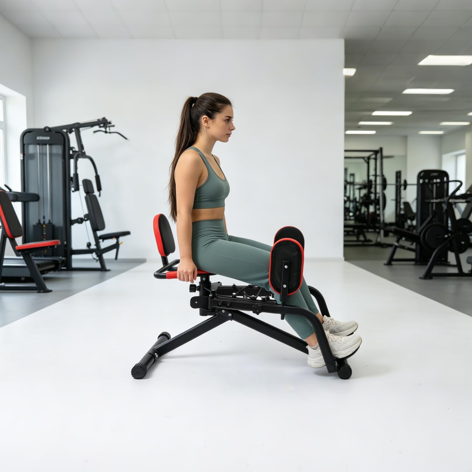 Po Trainer Oberschenkeltrainer mit verstellbarem Widerstandsbänder | Beinspreizer, Adduktoren und Abduktoren, PU Polstern, Bauch Beine Trainingsgerät für Zuhause, Glute Machine