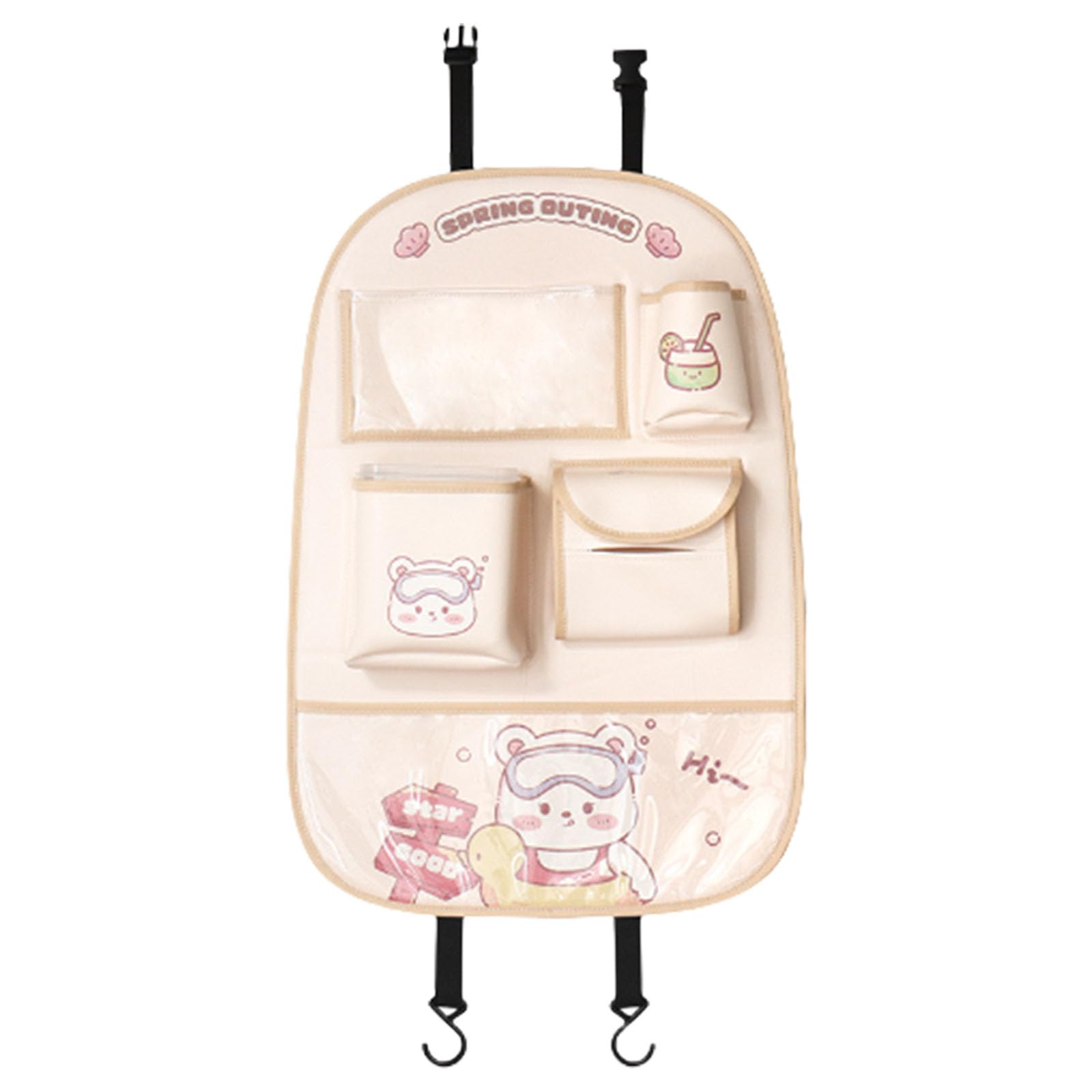 Msioytog Cartoon Pattern Back Pocket Multifunctional Backseat Pocket Back Organizers Multiple Compartment Storage Bag Travel Car Accessory