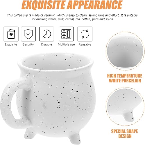 Miniatura 9 de DOITOOL Taza de bruja de caldero blanco, caldero de cerámica, decoración de Halloween, taza de café de Halloween, regalo para fiesta de Halloween,