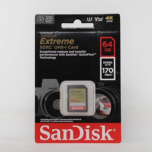 Miniatura 3 de SanDisk Tarjeta de memoria Extreme SDXC UHS-I de 64 GB, 150 MB/s, C10, U3, V30, 4K UHD, tarjeta SD - SDSDXV6-064G-GNCIN