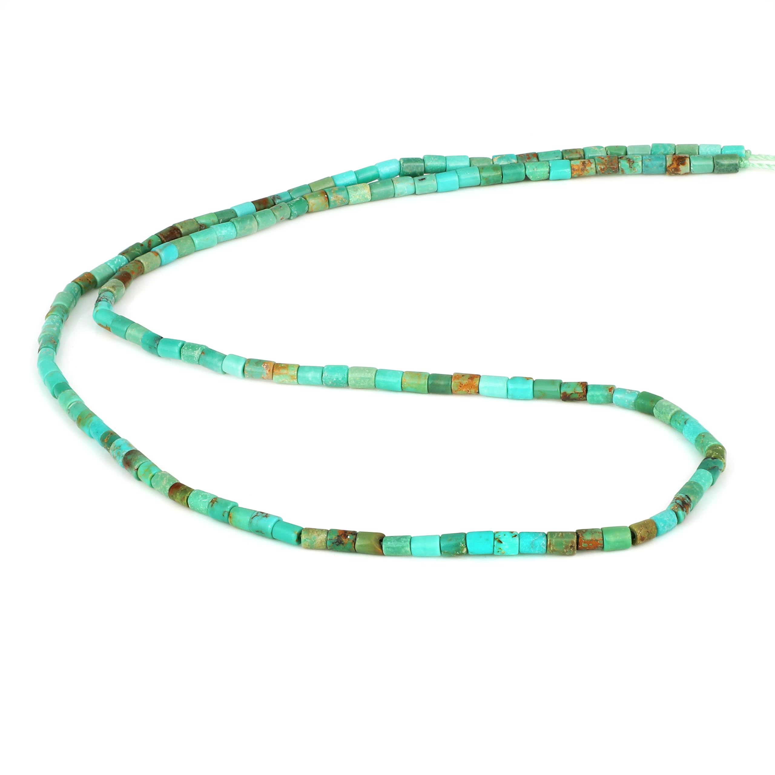 Naturalny turkusowy luźny sznur koralików (2 x 3 mm), rurka, gładkie rękodzieło, do samodzielnego wykonania, 39 cm, 1 sznurek do naszyjnika, bransoletki, kolczyki