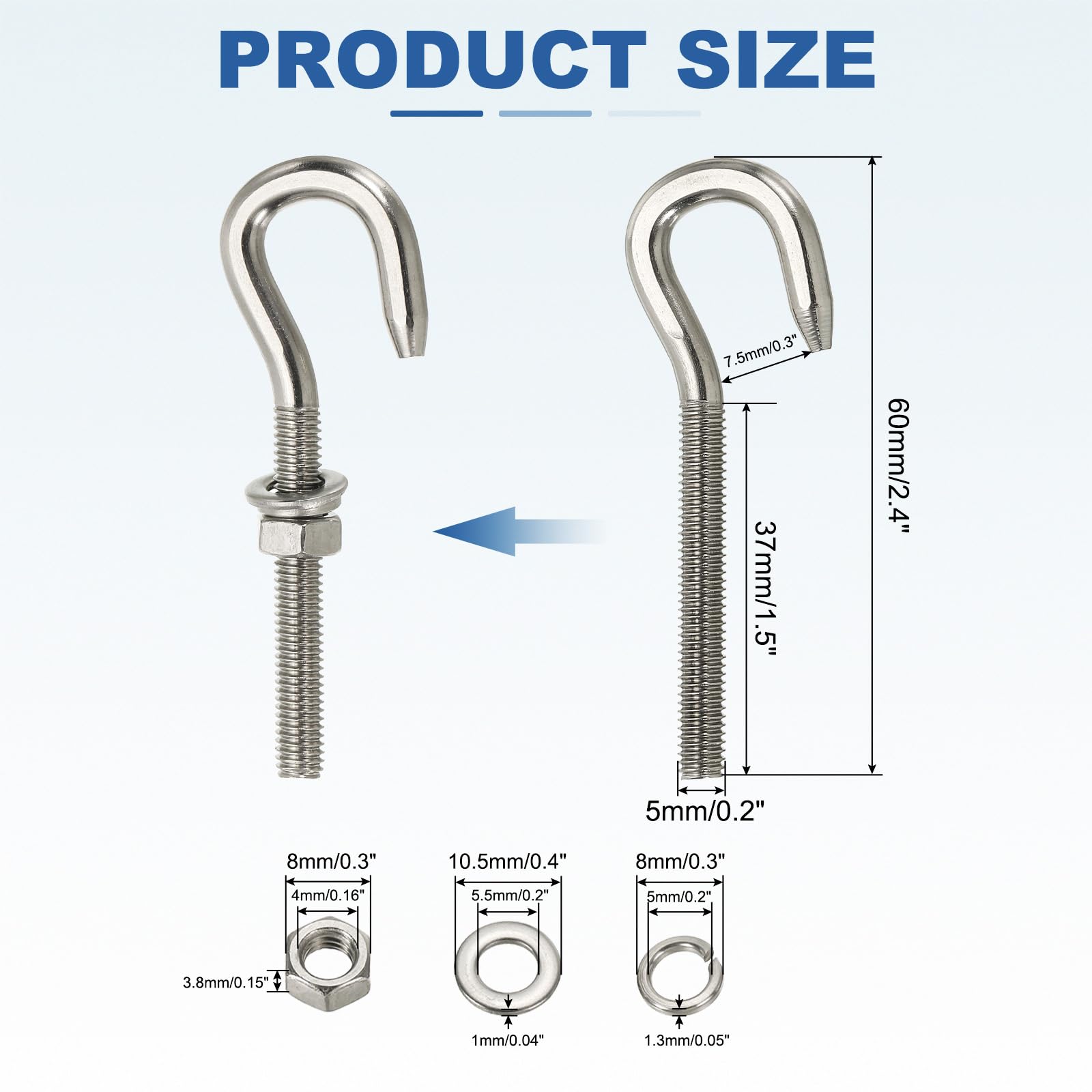 PATIKIL M5 Stainless Steel Eye Bolt - Image 2