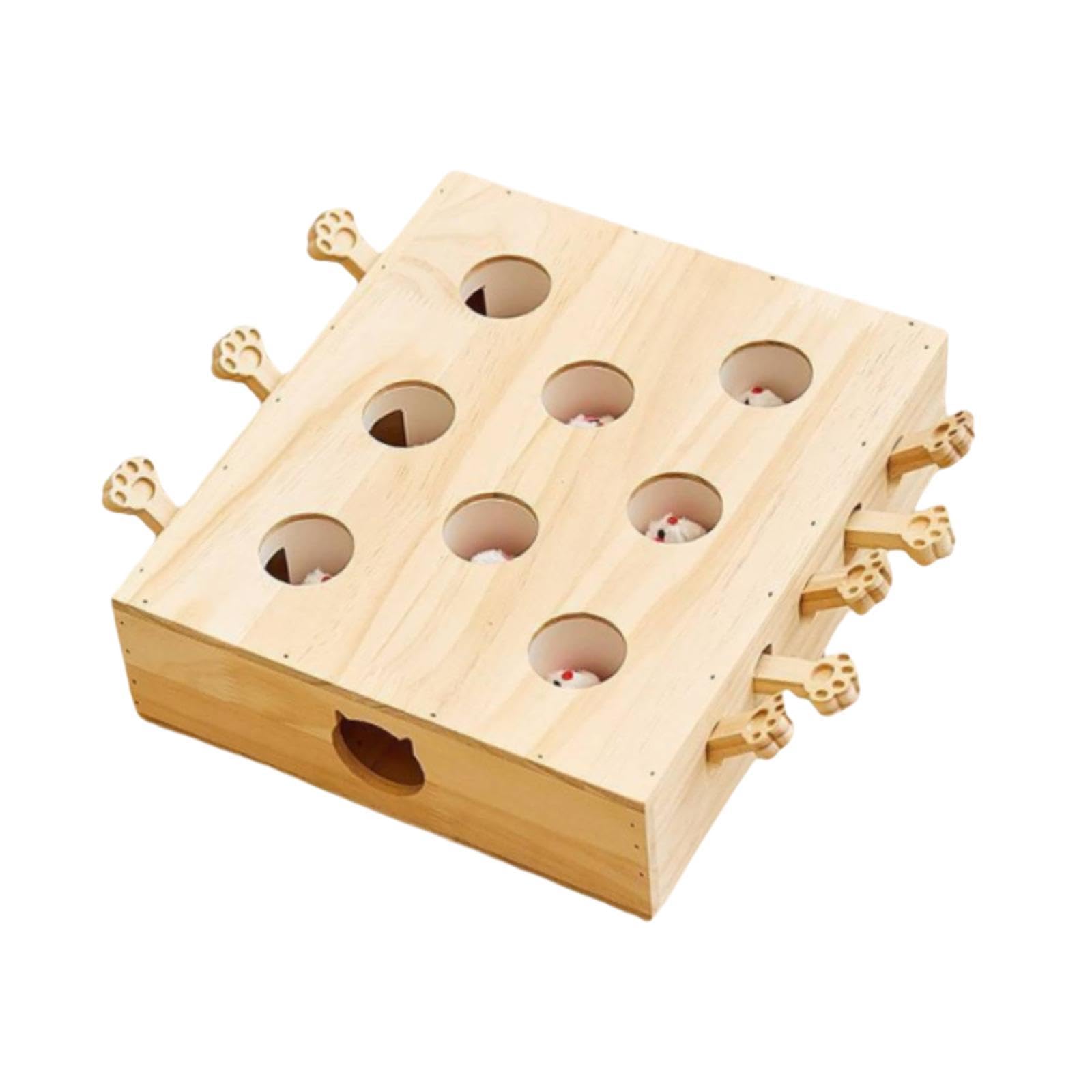 Juguete Interactivo de Madera para Gatos: Actividad Estimulante, Regalo Muy Entretenido para Mascotas, Juguete Rompecabezas, 8 Hoyos