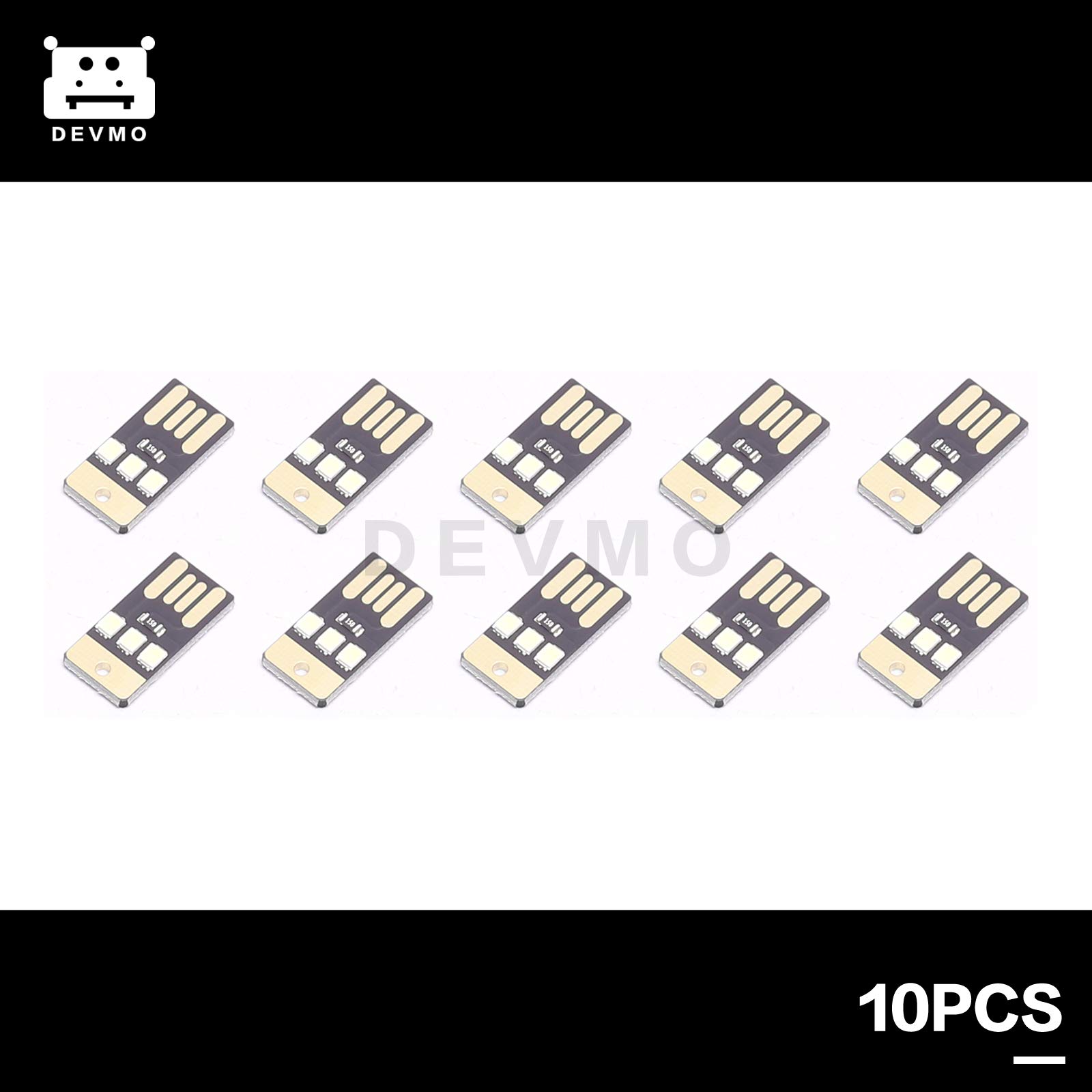 DEVMO 10pcs USB LED Portable Night Light Bright Mini Keychain Camping Car Lamp Module