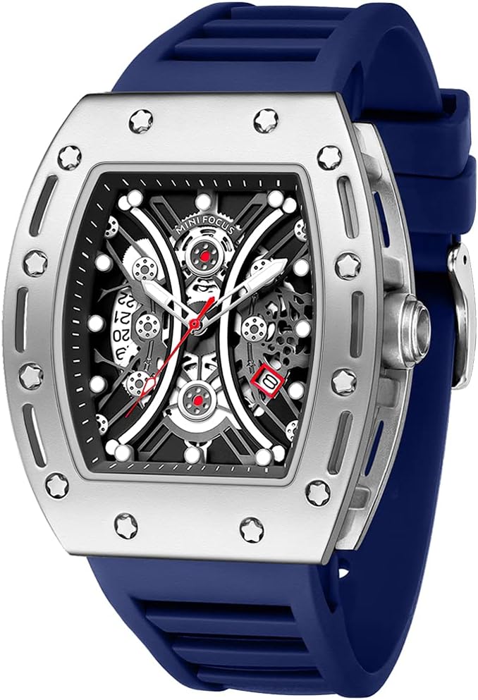 Watch for Men Wristwatch Fashion Hollow Big Dial Luminous Waterproof Sport Analog Quartz Business Mens Watches Blue Silicon Strap Dress Watch