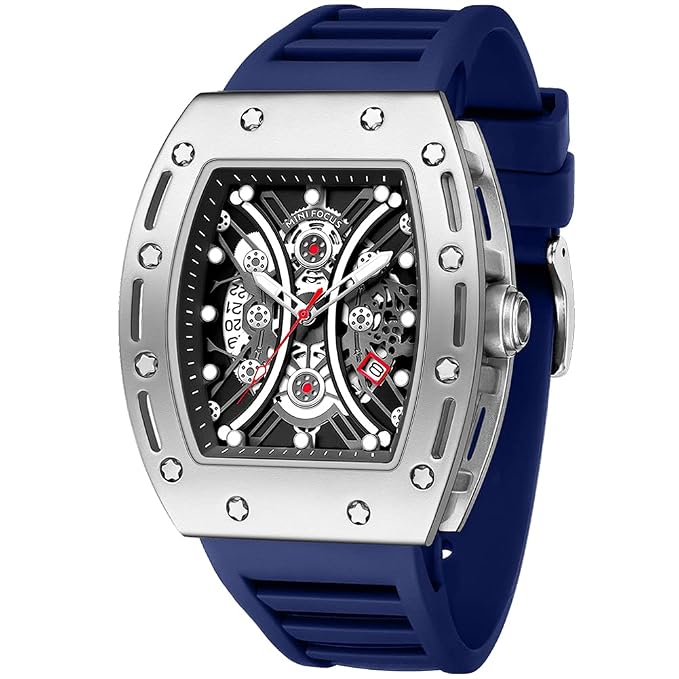 MF MINI FOCUS Men FILIEKEU Silicone Watch Wristwatch Fashion Hollow Big Dial Luminous Waterproof Sport Analog Quartz Business Watches Blue Silicon Strap Dress Watch