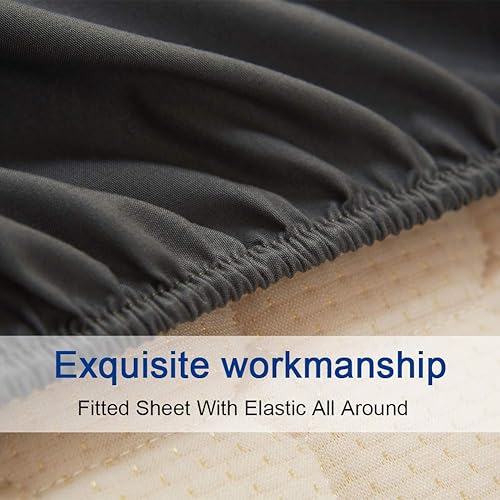 Miniatura 7 de SONORO KATE - Juego de sábanas de microfibra súper suave de 1800 hilos, lujosas sábanas egipcias de 18 de profundidad, para colchón alto,
