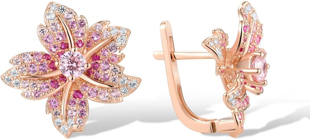 Santuzza Sterling Silver Gemstone Flower Earrings for Women