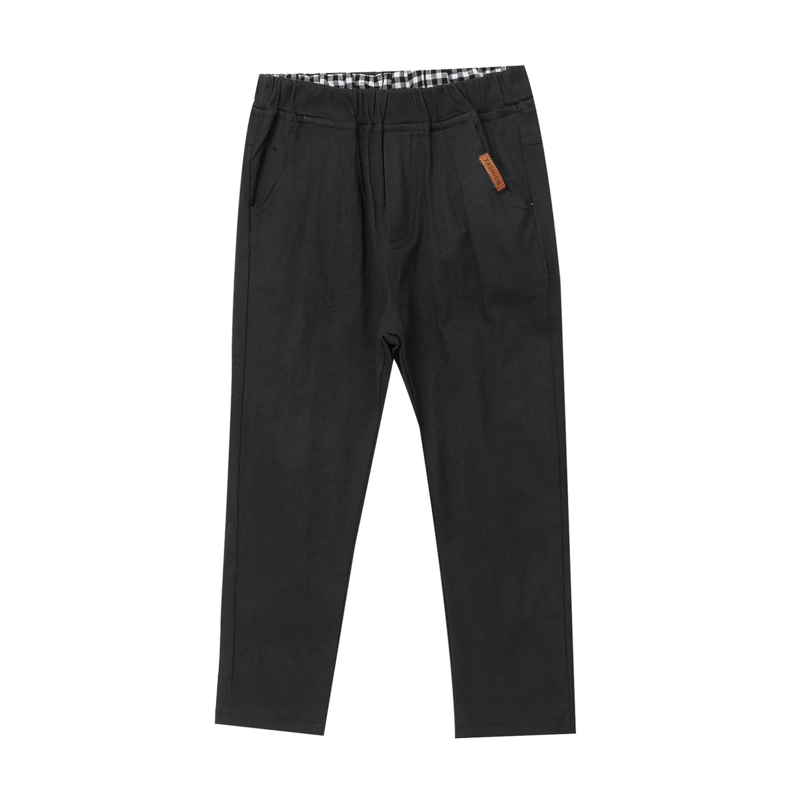TiaoBug Pantalones Largos de Uniforme Escolar para Niño Pantalones Ajustados Color Sólido Leggings Cintura Elástica