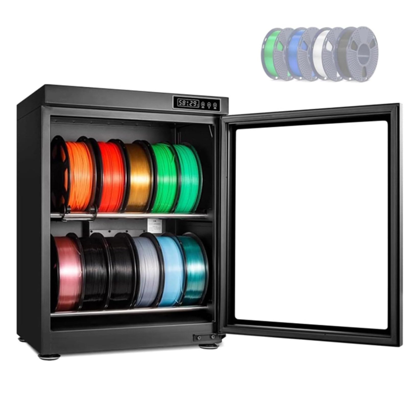 Oiyekntd 3D Printer Filament Storage Box Dehydrator, 3D Filament Dryer Box, w/Auto Humidity Control (RH15%-RH60%), for PLA, ABS, for Home, Office Workshop, Studio 70L