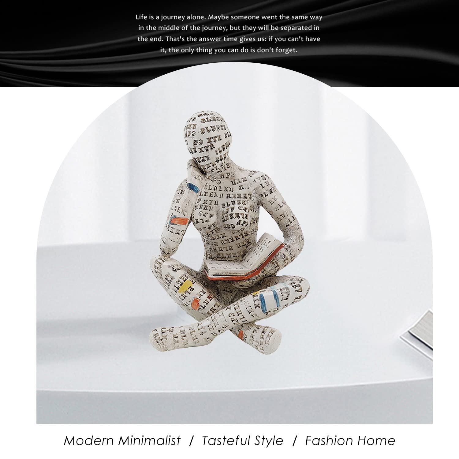 Ornamento di Figura, Scultura di Figura, Figura Scolpita Dipinta a Mano, Statuetta di Donna di Lettura Semplice Artigianato Decorativo da Scrivania Personalizzato, Ornamenti da Scaffale