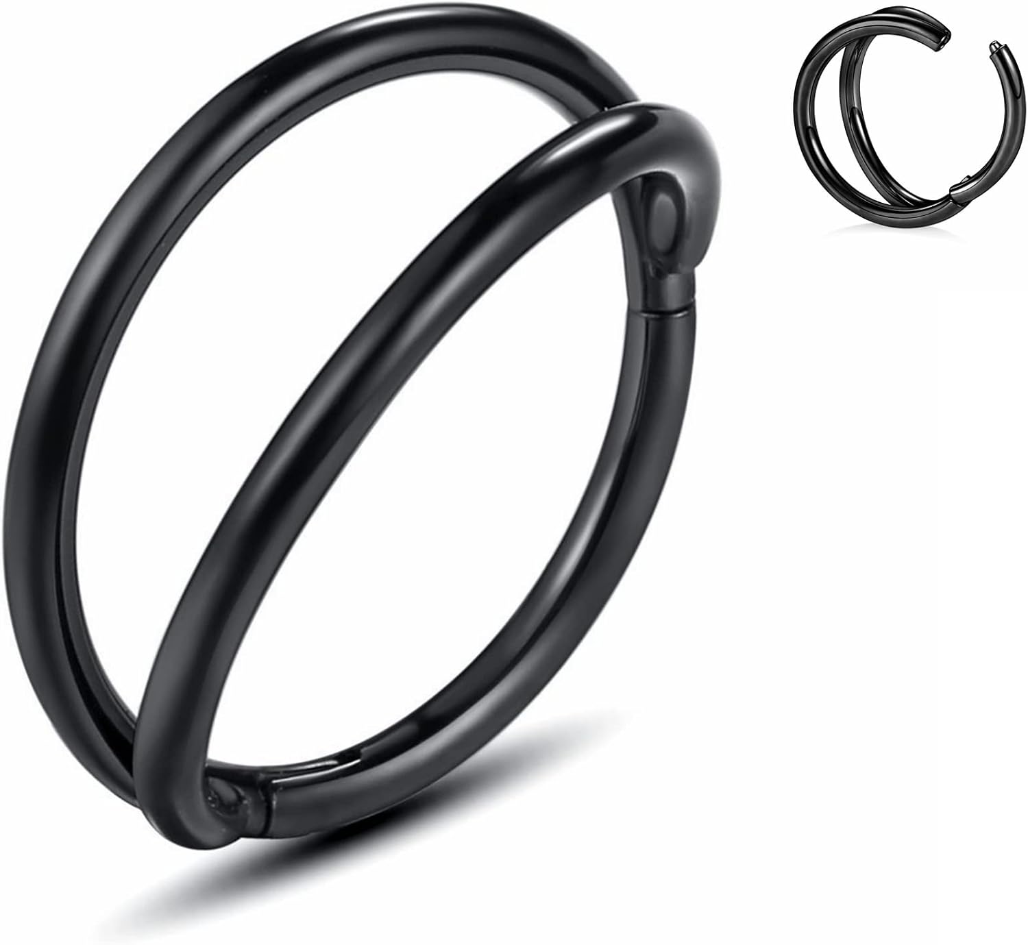 WBRWP - Anillos para tabique de nariz y labio Piercing de acero quirúrgico con diseño de caracola abierta de tripledoble aro, arete para lóbulo, 20G