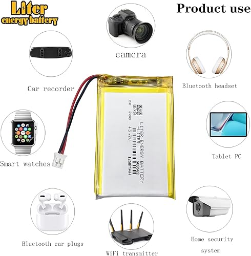 Miniatura 5 de Liter 3.7V 1250mAh 503562 Lipo Batería recargable de iones de polímero de litio con conector JST 0.079 in