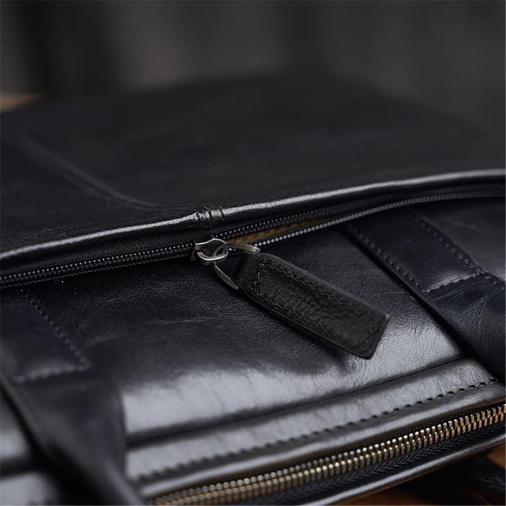 HBJWOV Leather Briefcase Men Bag Business Handbag Male Laptop Shoulder Bags Black Briefcase