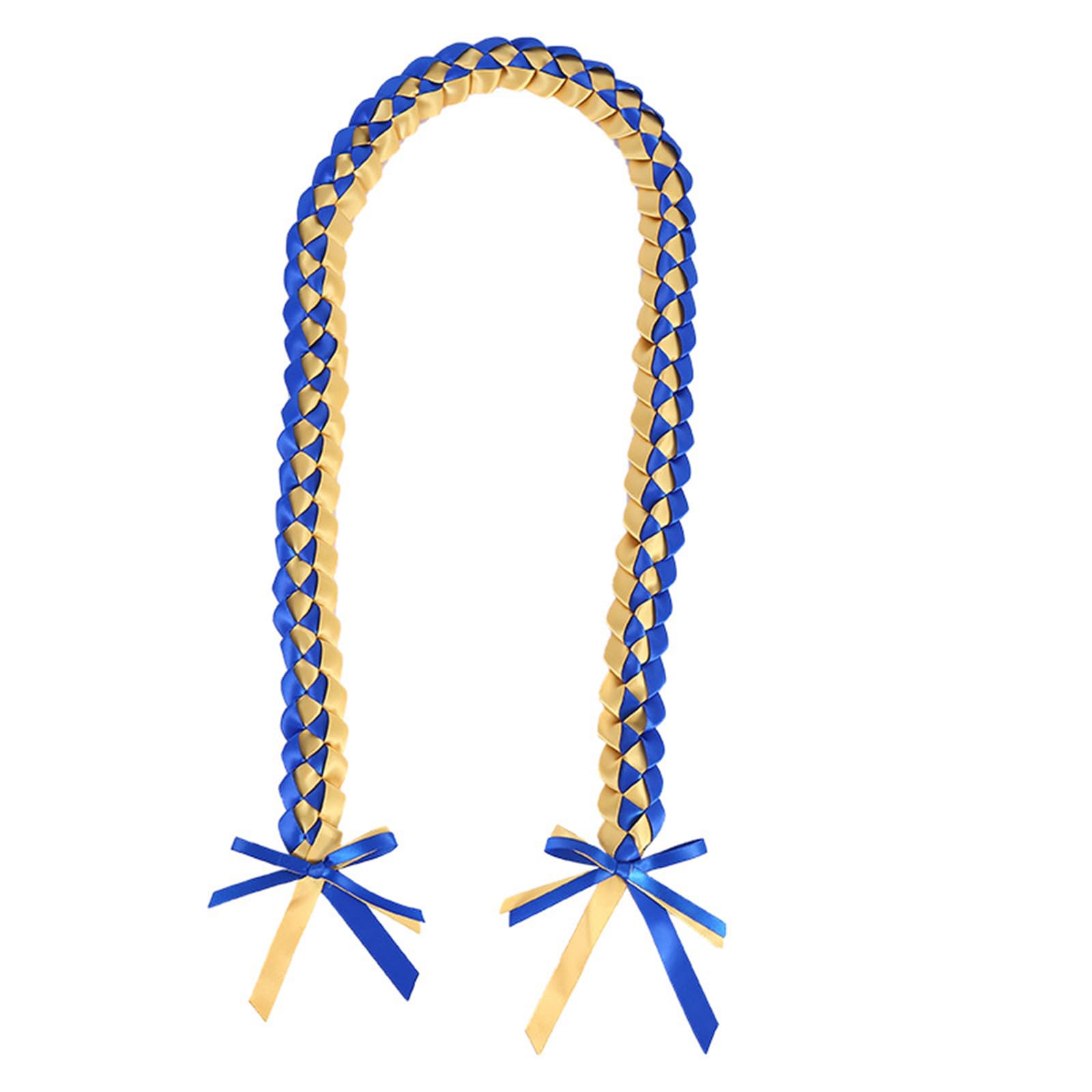 Yrohgkpn Golden Blue Modern Double Layer Graduation Ribbon Pendant String Braided Rope Wreath Delicate Graduation Ribbon Leis Double Layer