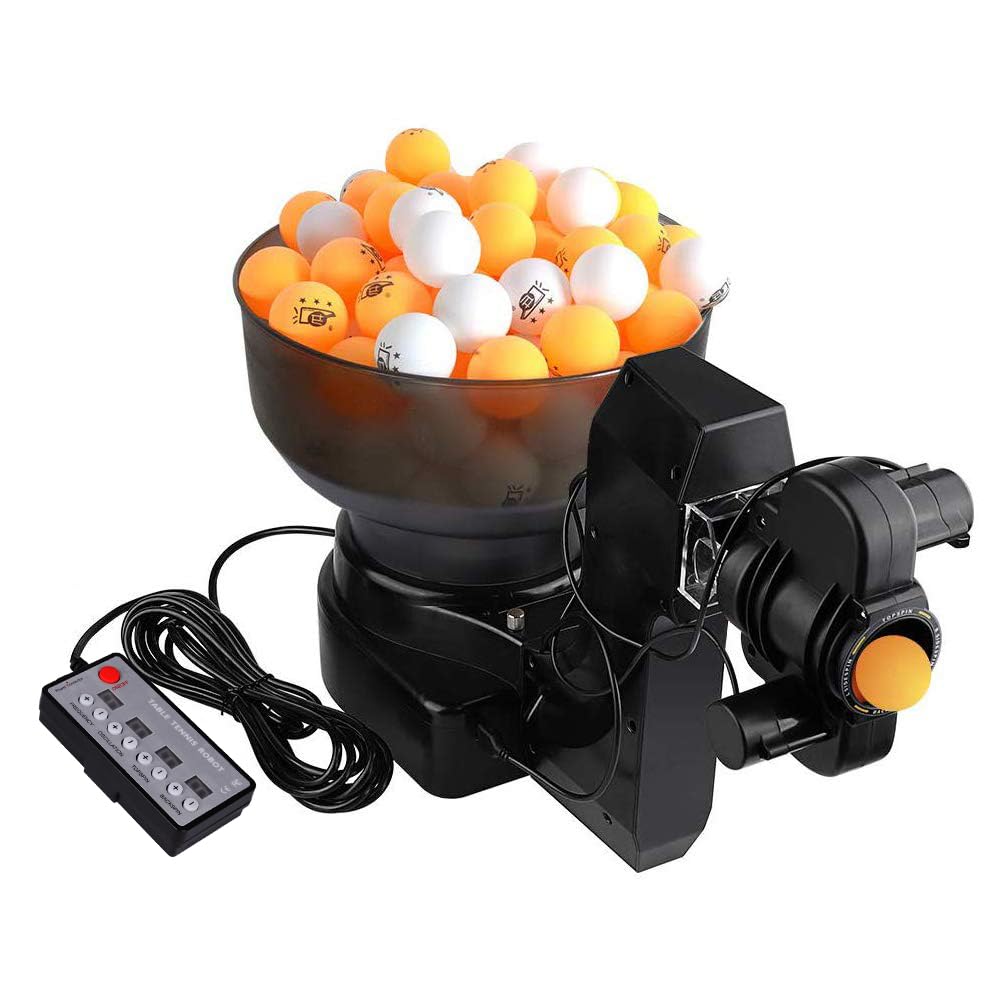YUEWO Máquina Automática de Pelota de Ping Pong Tenis de Mesa Robot 36 Diferentes Bolas giratorias con 100 Unidades Pelotas Ideal para Principiantes Y Jugadores De Nivel Avanzado