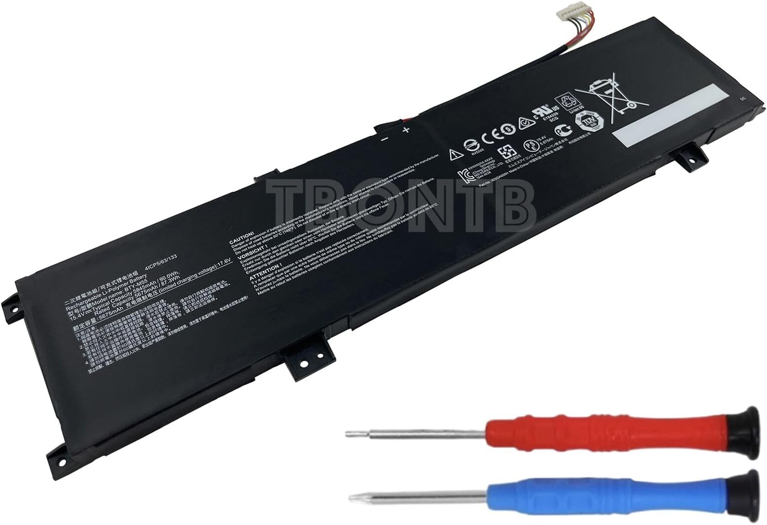 TBONTBBTY-M55 Battery Compatible with MSI Alpha 15 A3DDK A4DEK B5EEK B5EX Alpha 17 B5EEK Pulse GL66 12UGK Sword 15 A11UG 925QA055H 4ICP5/63/133 Series [15.4V 90Wh 5845mAh]