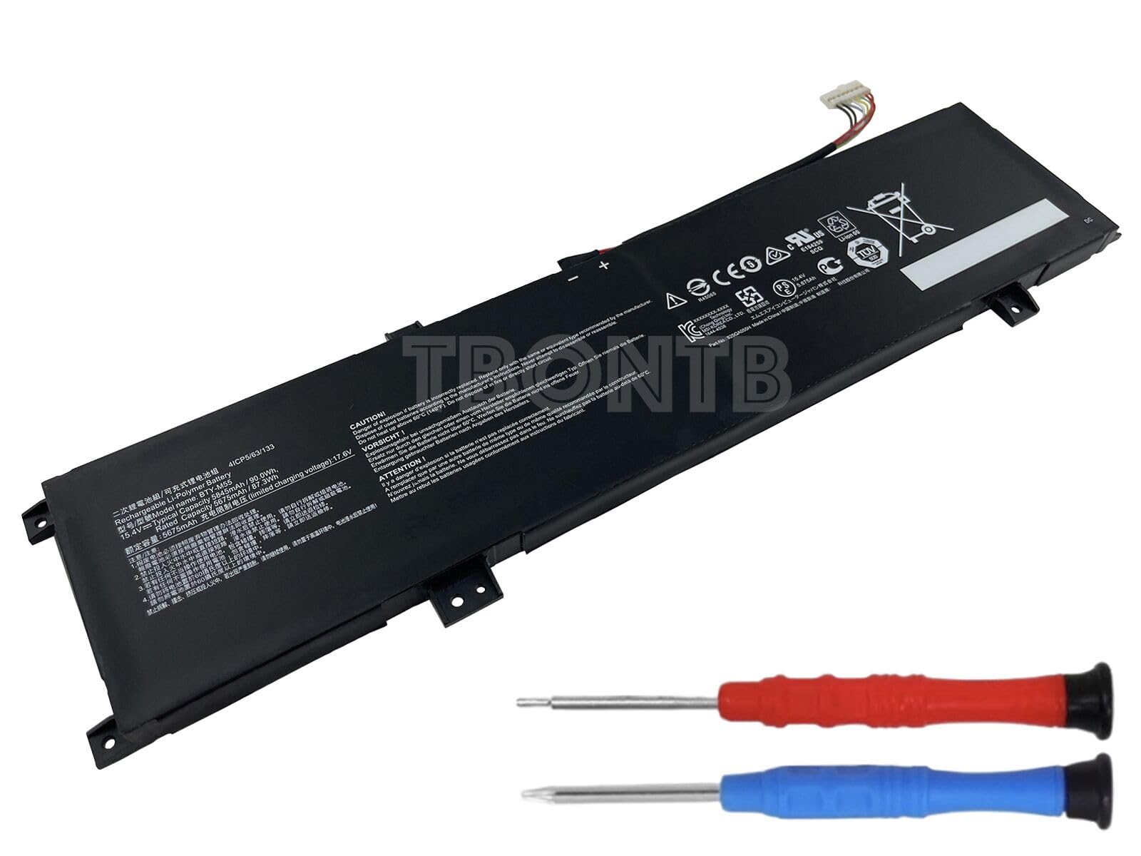 TBONTBBTY-M55 Battery Compatible with MSI Alpha 15 A3DDK A4DEK B5EEK B5EX Alpha 17 B5EEK Pulse GL66 12UGK Sword 15 A11UG 925QA055H 4ICP5/63/133 Series [15.4V 90Wh 5845mAh]