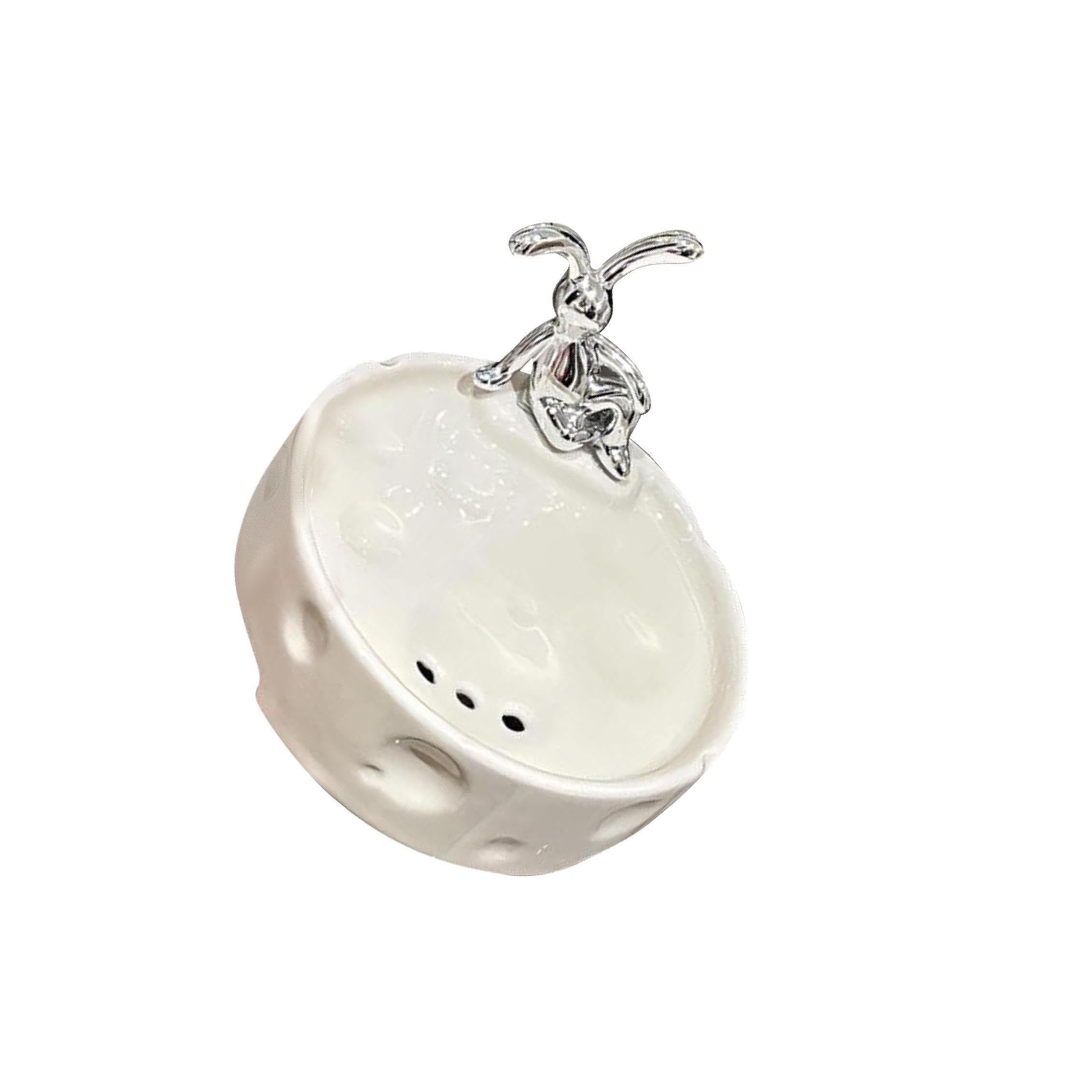 PIXZCSA Elegant Soap Dish Holder With Drainage Beautiful Pottery Keeps Bar Soap Dry Easy To Clean In Kitchen Dish Features Cute Holder With Drainage For