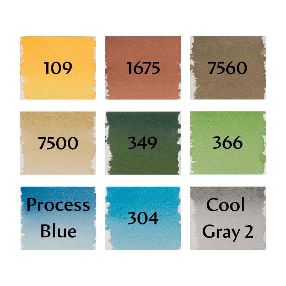Pantone Set 9 Marcatori Nature Penna Doppia Punta Pennello Scalpello Inchiostro Pigmentato Base Acqua