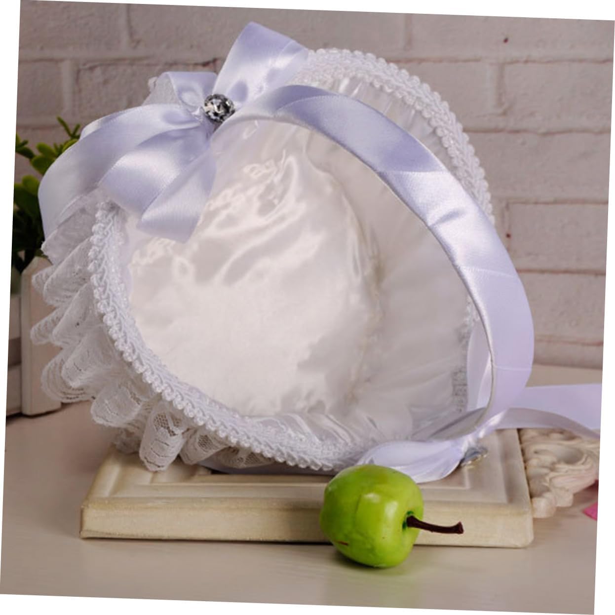 jojofuny 3pcs Wedding Flower Girl Basket Lace Ribbon Bowknot Ceremony Petal Holder for Weddings Parties and Special Events for Flower Girls and Decoration