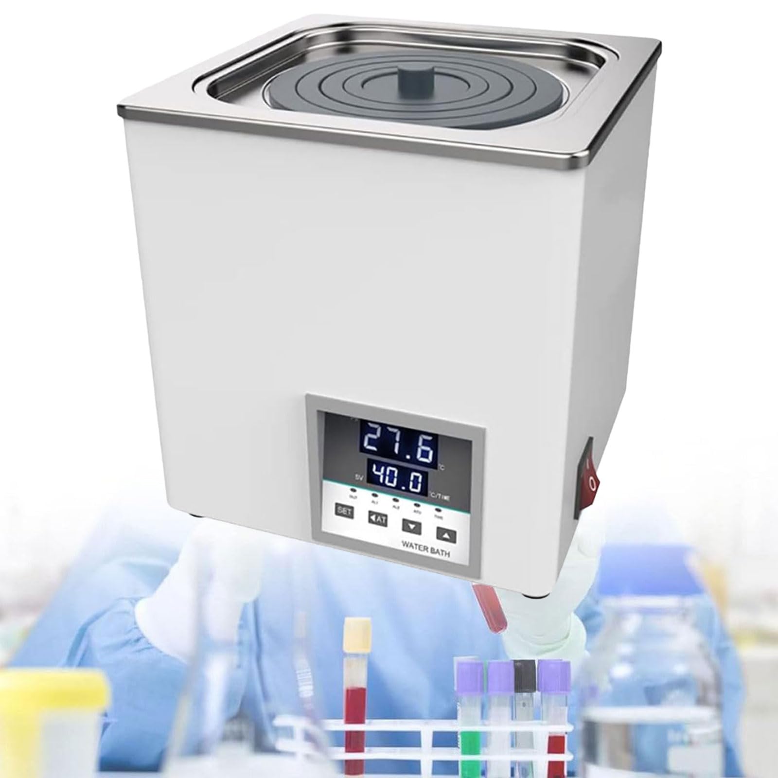 Baño María Digital De Laboratorio, Calentador Eléctrico De 300W - 1500W, 99.9 ℃, Fácil De Limpiar, Calentador De Agua Digital para Evitar Derrames, Baño De Agua De Acero Inoxidable