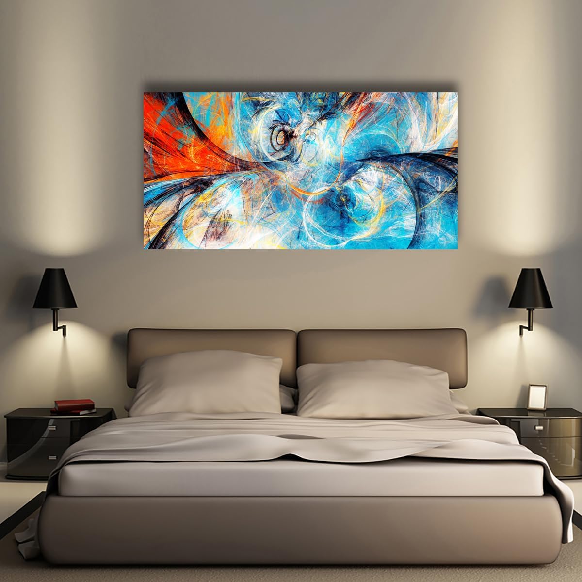 Blue Abstract Smart Line Pictures Canvas Wall Art for Living room Bedroom Wall Decor, Smart Line Wall Art Print Paitnings for home Decor,Morden Artwork Line Drawing Full of Imagination Canvas Art Waterproof Stretched Ready to Hang-28x57inches