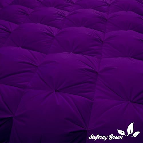 Miniatura 4 de Edredón de lujo para todas las estaciones, estilo pintuck, 100% algodón orgánico, tamaño Queen de 98 x 98 pulgadas, edredón plisado de 3 piezas con