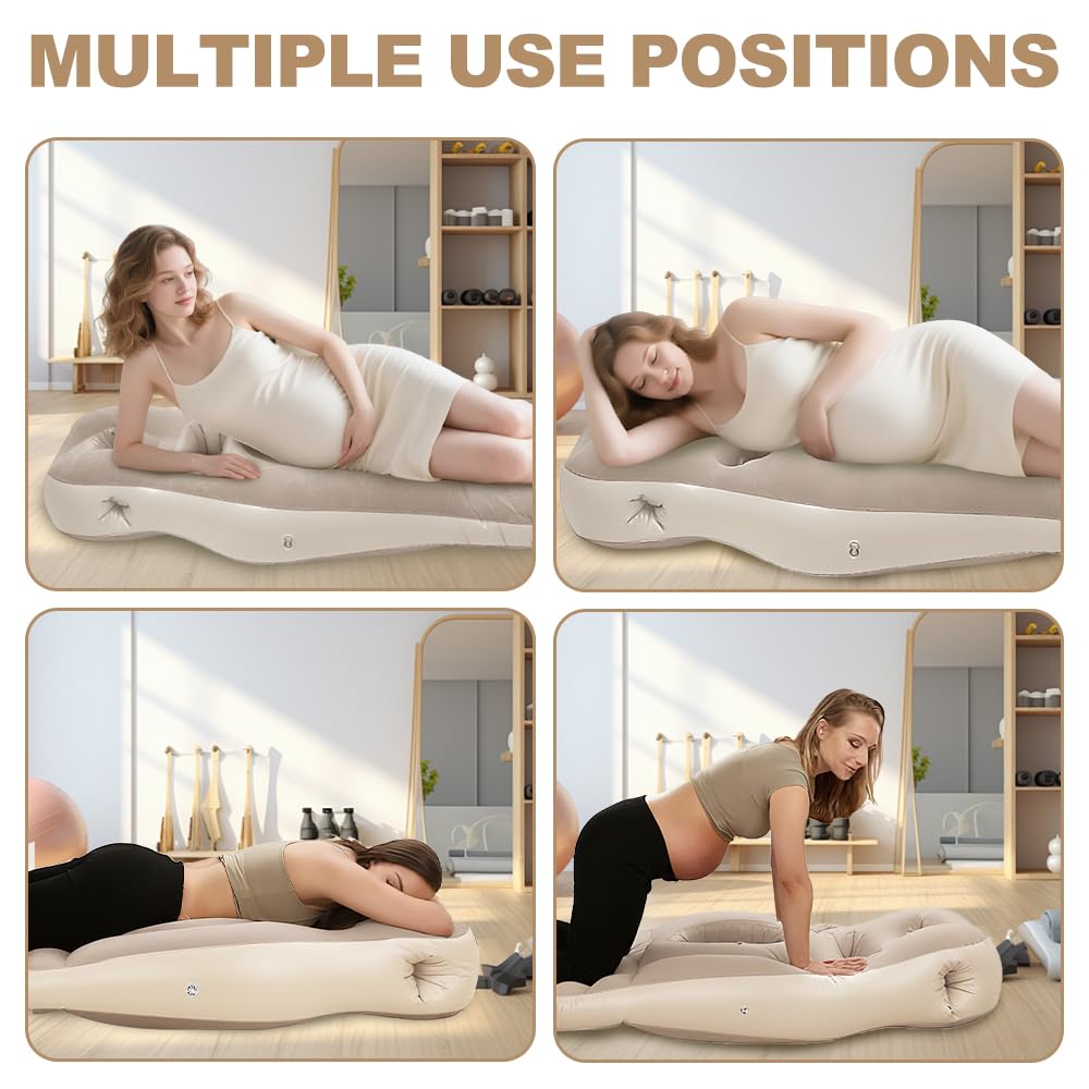 Cousin de Grossesse pour Dormir, Matelas Gonflable pour Femme Enceinte avec Trou, Pregnancy Pillow en PVC Floqué épaississant pour S'allonger