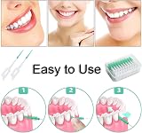 ILantule 200 Pièces Bâtonnet Interdentaire,Bâton de Fil Dentaire,Brossettes interdentaires Soft Silicone Brosse à dents(Vert) - 4
