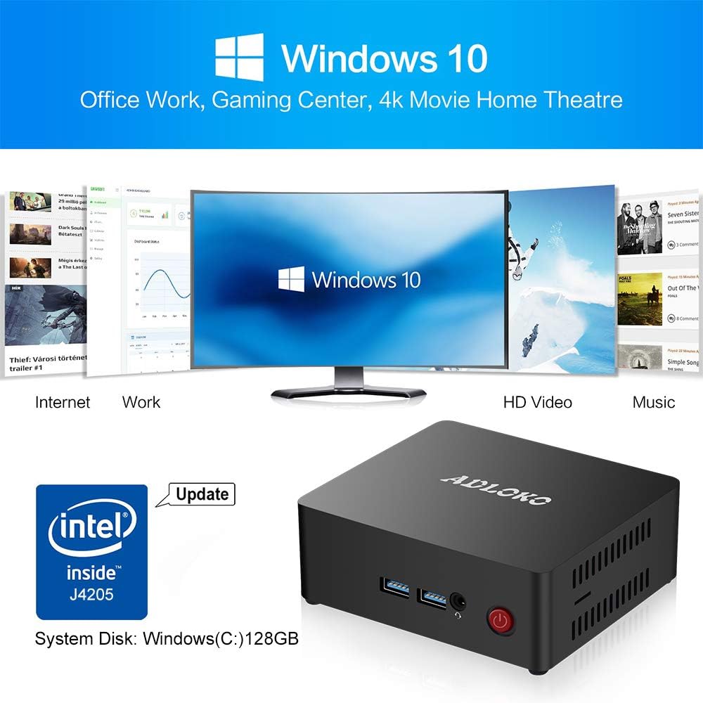 Nеw Arrіvаlѕ Mini PC, Update 8GB/128GB MSATA SSD Windows 10 64-bit Intel Celeron J4205 (up to 2.5GHz), 4K @60HZ/Dual HDMI/SATA/MSATA/TF Card/1000Mbps LAN/Dual WiFi/BT 4.0, Mini Computer Desktop