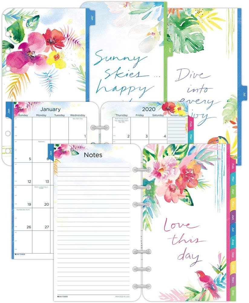 Kathy Davis for Day-Timer 2020 Monthly Planner Refill, 3-3/4" x 6-3/4", Portable Size 3, Two Pages Per Month, Loose Leaf (53132)