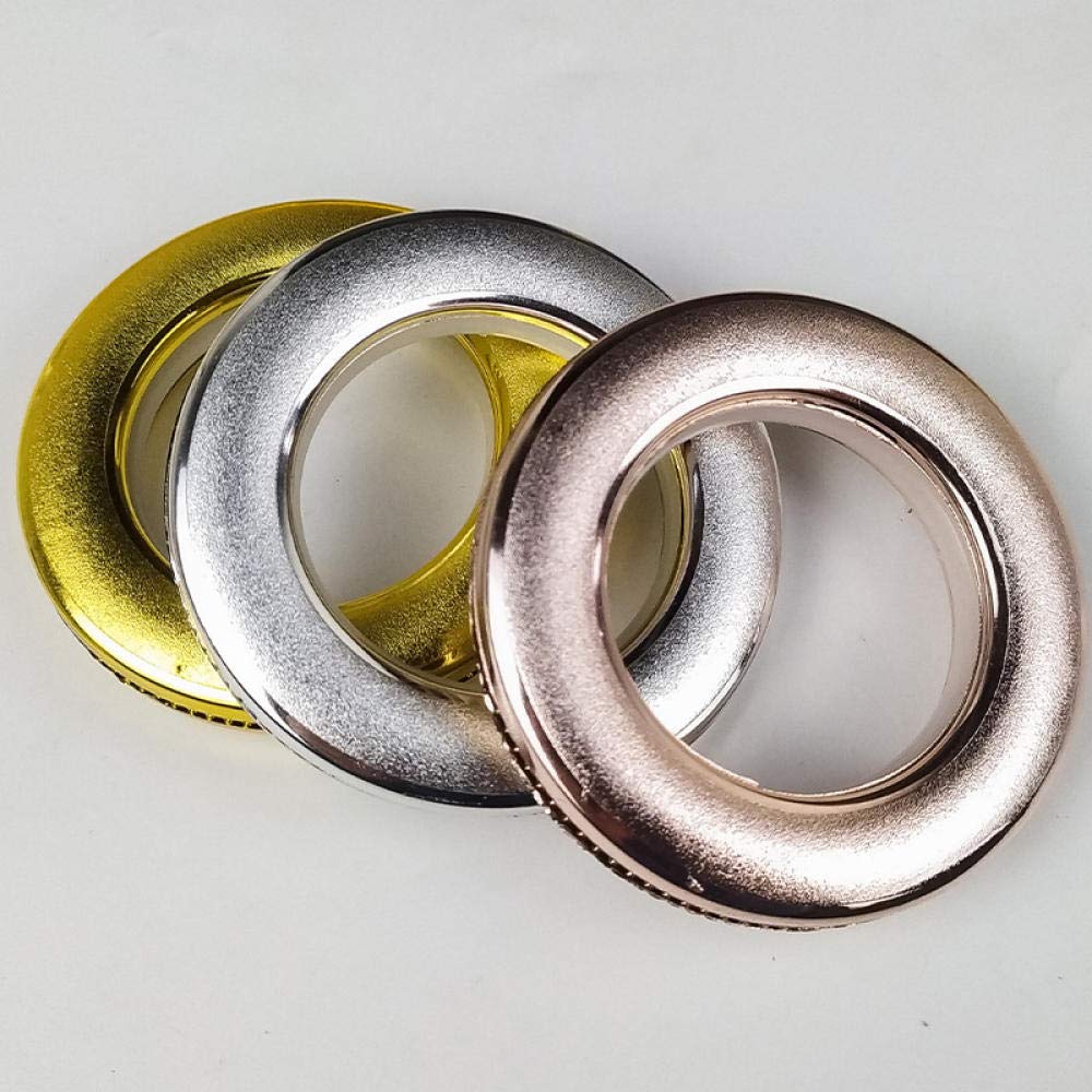 Paquete de 50 anillos de ojales de cortina Anillo romano de bajo ruido a nanoescala, para cortina de ventana, cortina de ducha, cortinas de puerta de vestuario, 43 mm-plata brillante (oro brillante) (