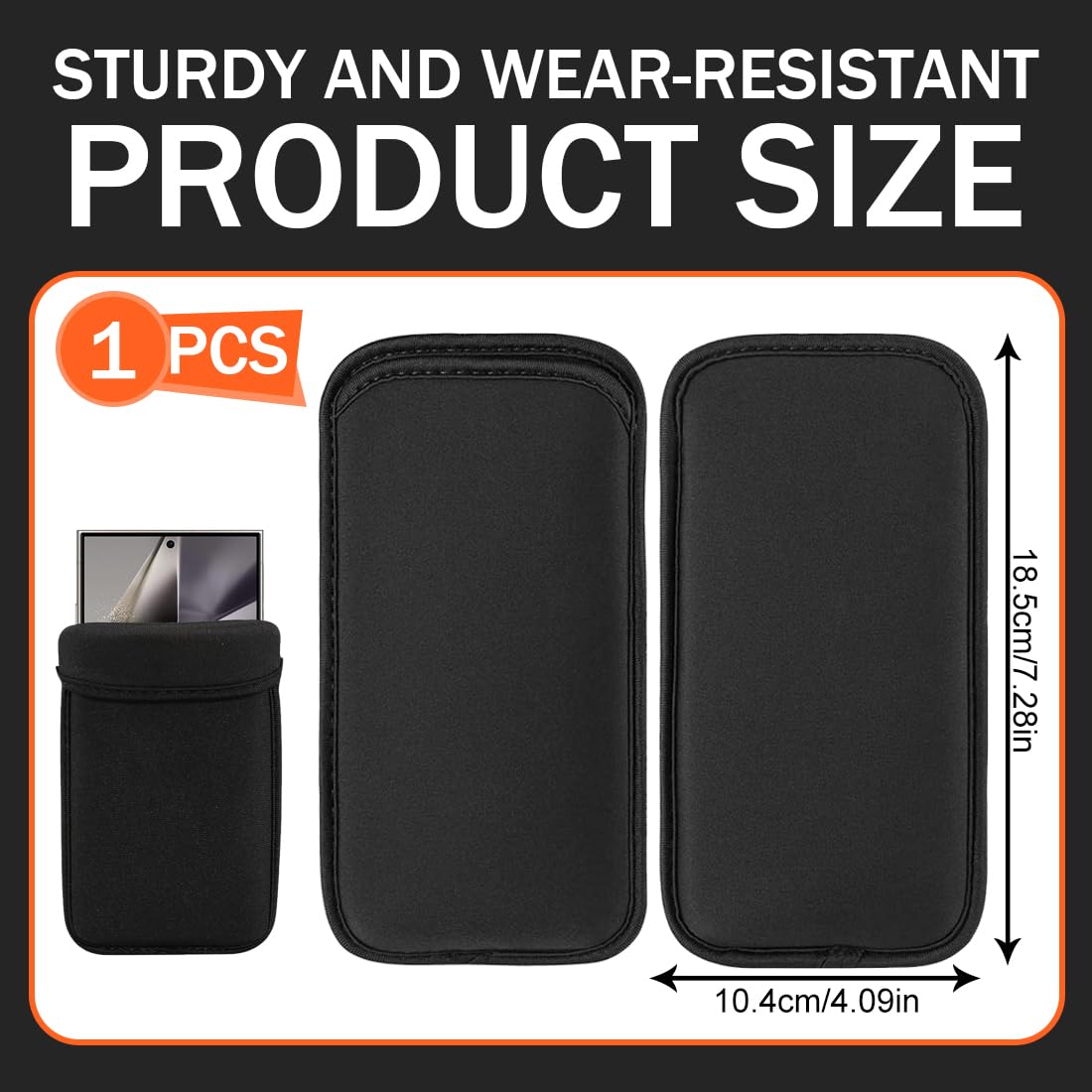 Calzini per cellulare,1 borsa impermeabile nera per telefono, custodia universale per telefono, custodia protettiva antiurto universale in neoprene