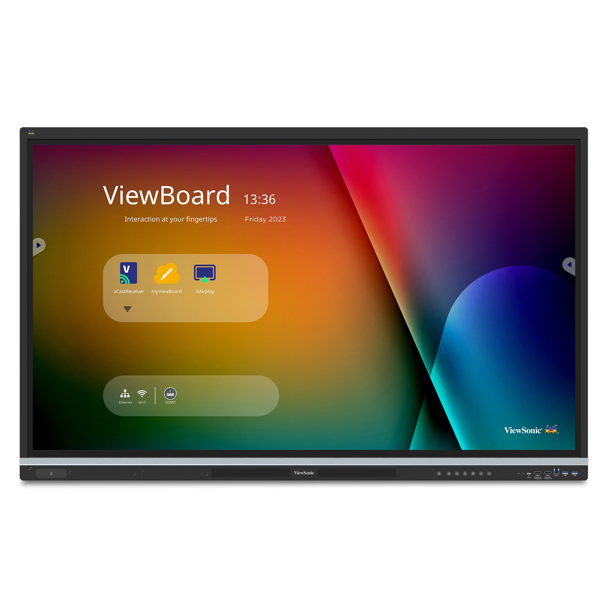 ViewSonic IFP5551 55 Inch 4K ViewBoard Interactive Smart Board con software educativo integrato, Android 14, Google EDLA, tocco a 50 punti, microfono integrato, HDMI, VGA, hub USB e ingressi USB C