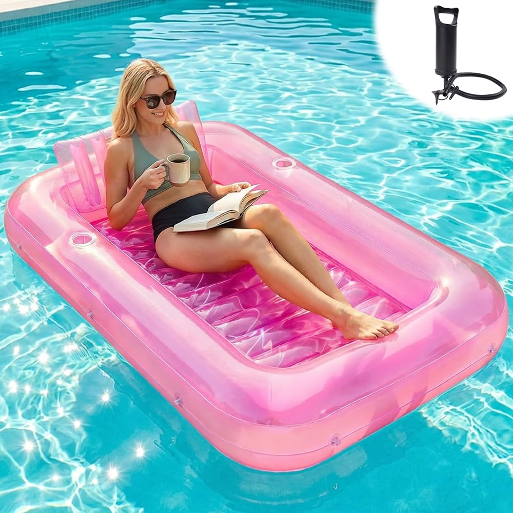 Mineup Colchón de Aire Piscina, 178 x 116 cm Flotador Inflable para alberca bronceadora, Colchoneta Piscina Adultos con reposacabezas, Colchón Hinchable Piscina para Playa en Verano