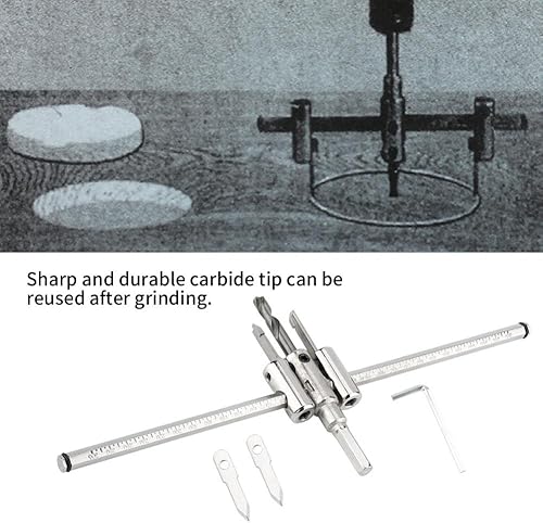 Miniatura 4 de Juego de cortador de agujero circular ajustable, kit de cortador de círculo de madera de metal de precisión, 30 broca de sierra de agujero de 11.811