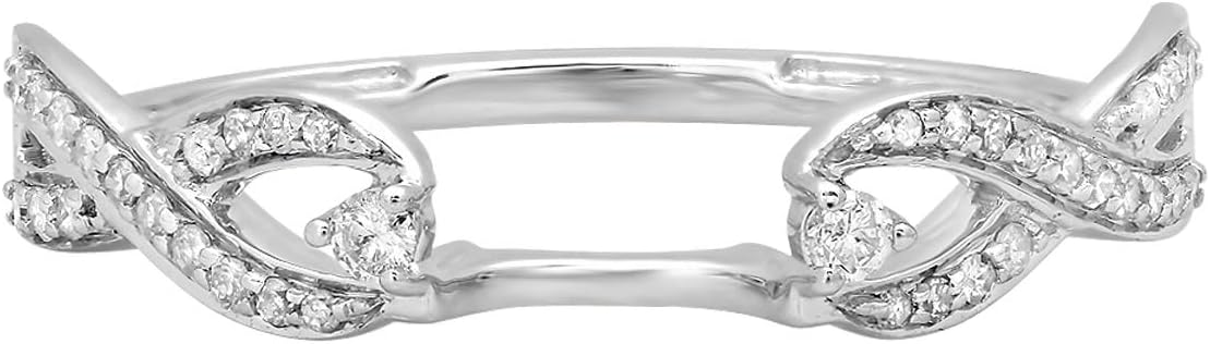 Dazzlingrock Collection 0.23 Ctw 14K Real Solid Gold Round White Natural Diamond Women Wedding Band Enhancer Guard Ring