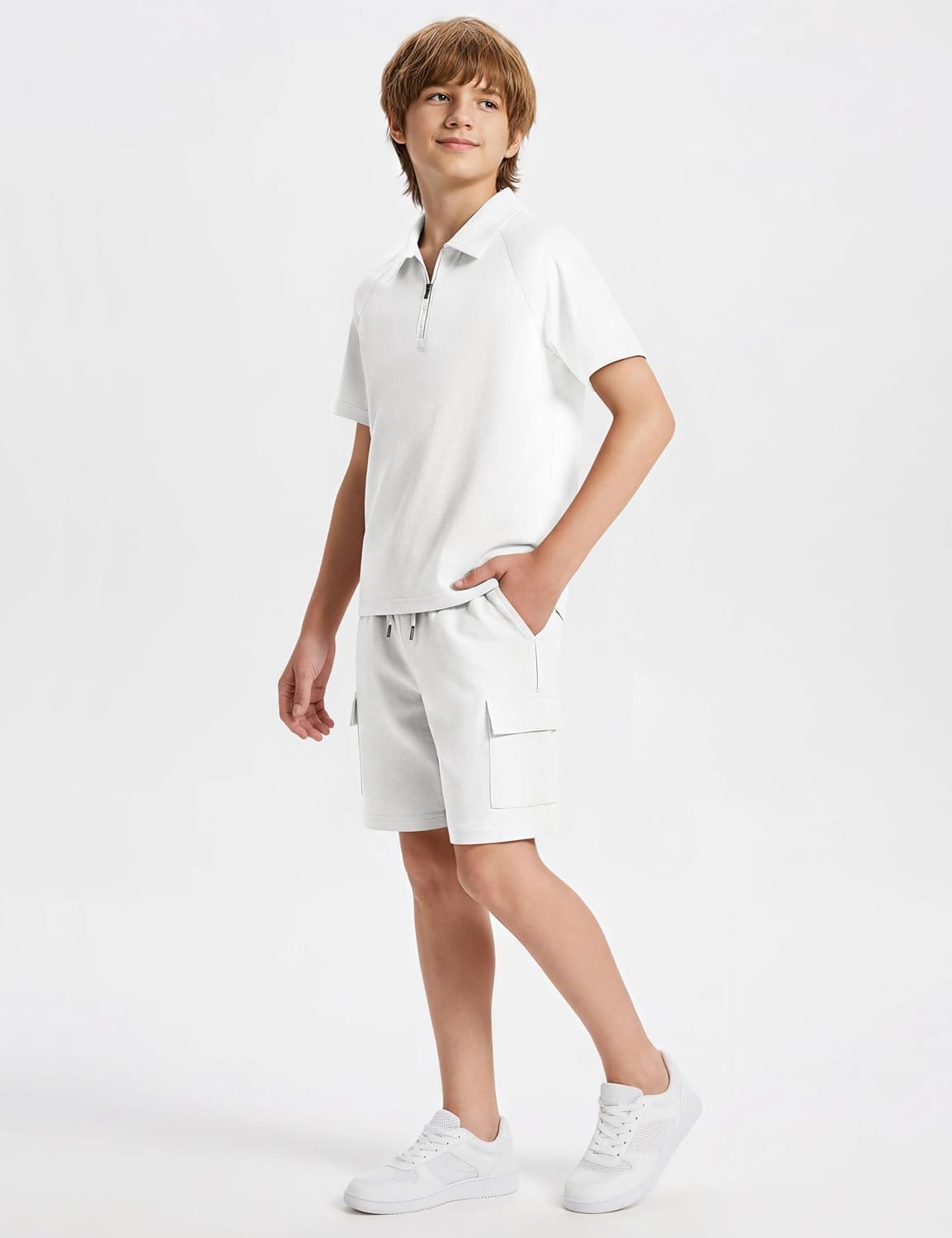 MoFiz Boys Short Set Quarter-Zip T-Shirt and Shorts Lounge Sets Summer Casual Athletic Vacation Beach Outfits - Image 4