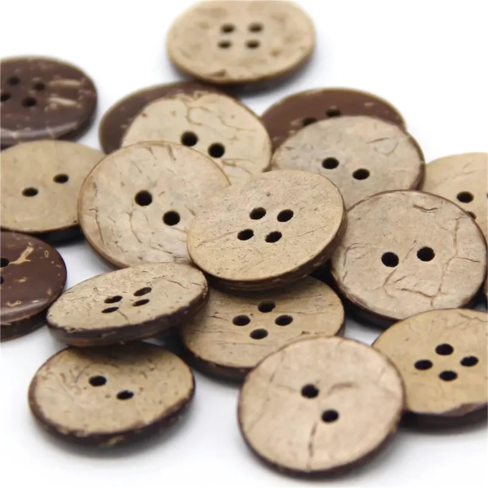 50szt. Guziki Naturalne Drewniane Kokosowe Guziki Do Szycia Do Dekoracji Ubrań Scrapbooking Drewno DIY Rzemiosło Akcesoria(2 Holes (Waxing)30mm 50pcs)